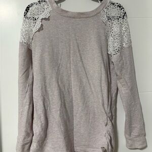 Kismet Lace Accent Sweatshirt - Light Gray